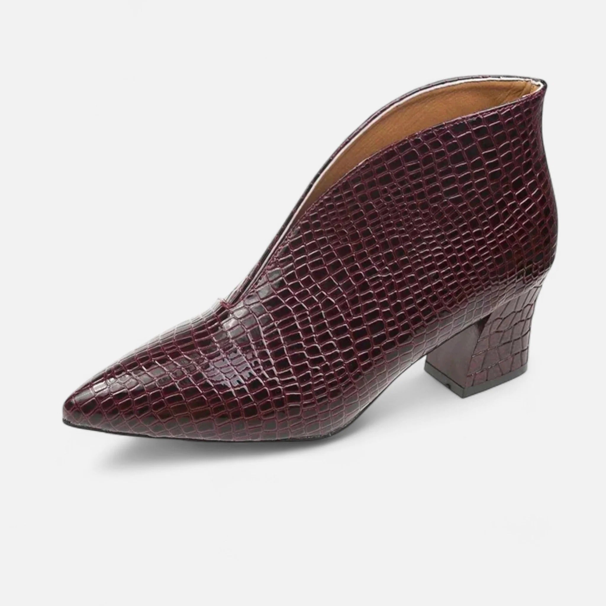 Women’s Patent Leather V-Cut Ankle Boots