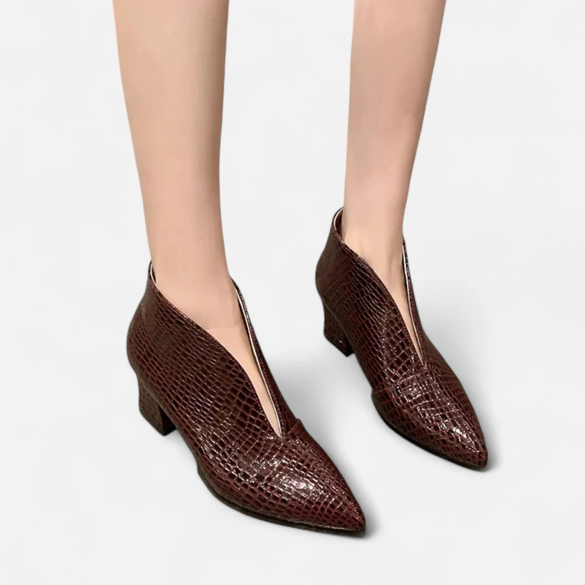 Women’s Patent Leather V-Cut Ankle Boots