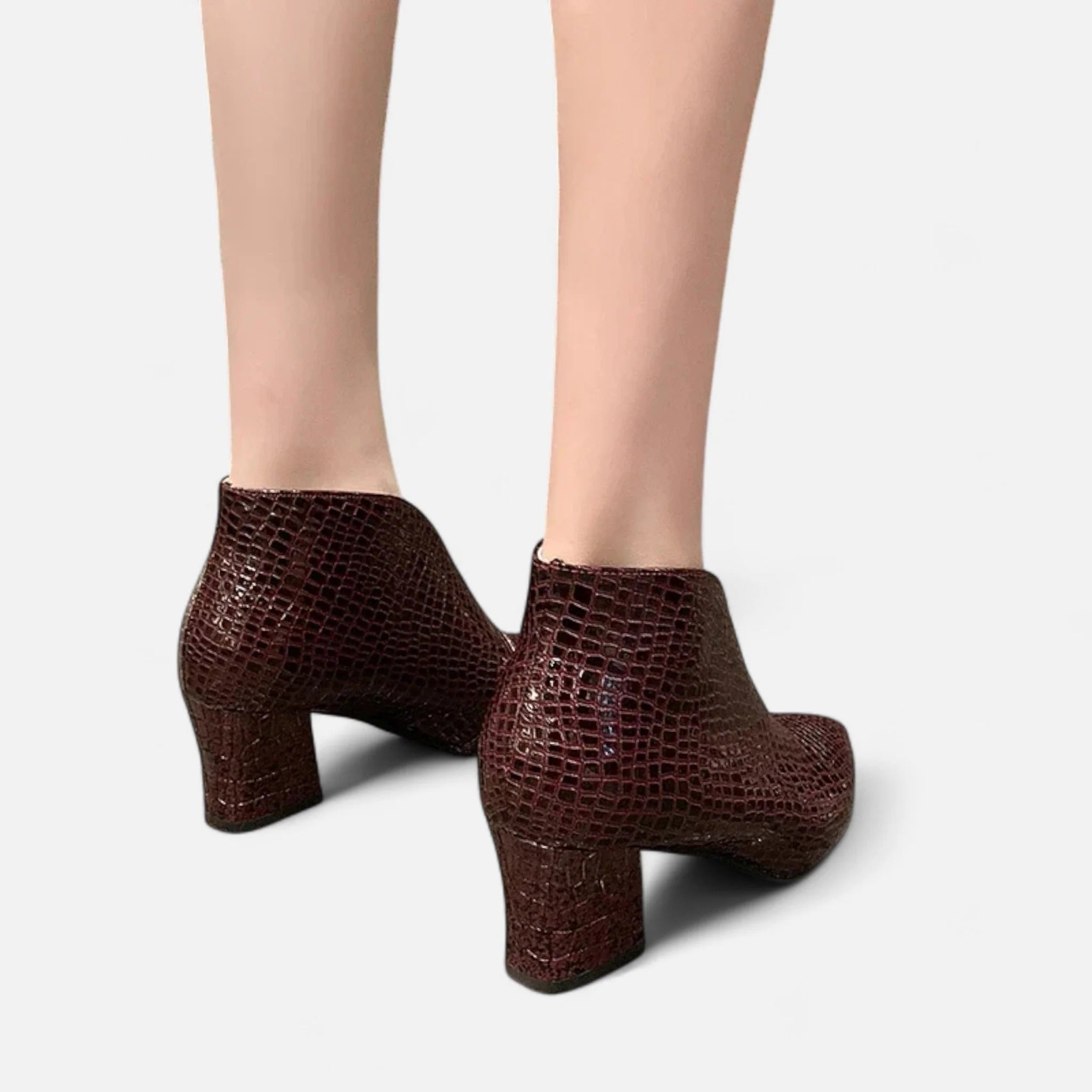 Women’s Patent Leather V-Cut Ankle Boots