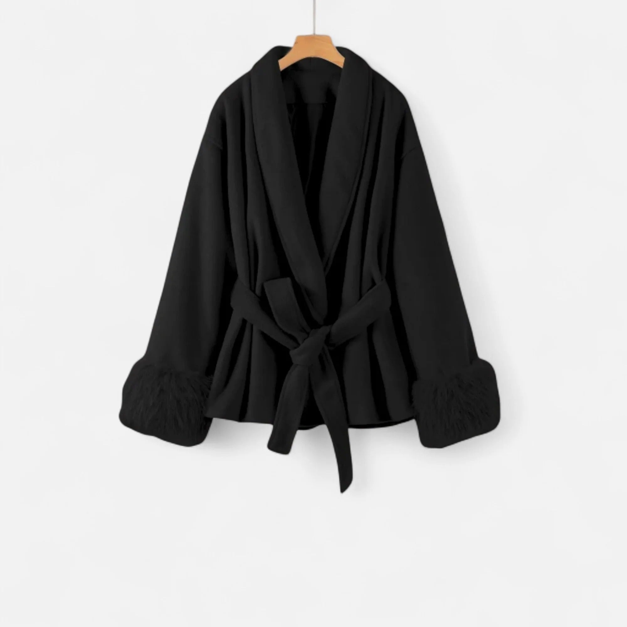 Women’s Faux-Fur Coat – Ivy League Lace-Up Elegance