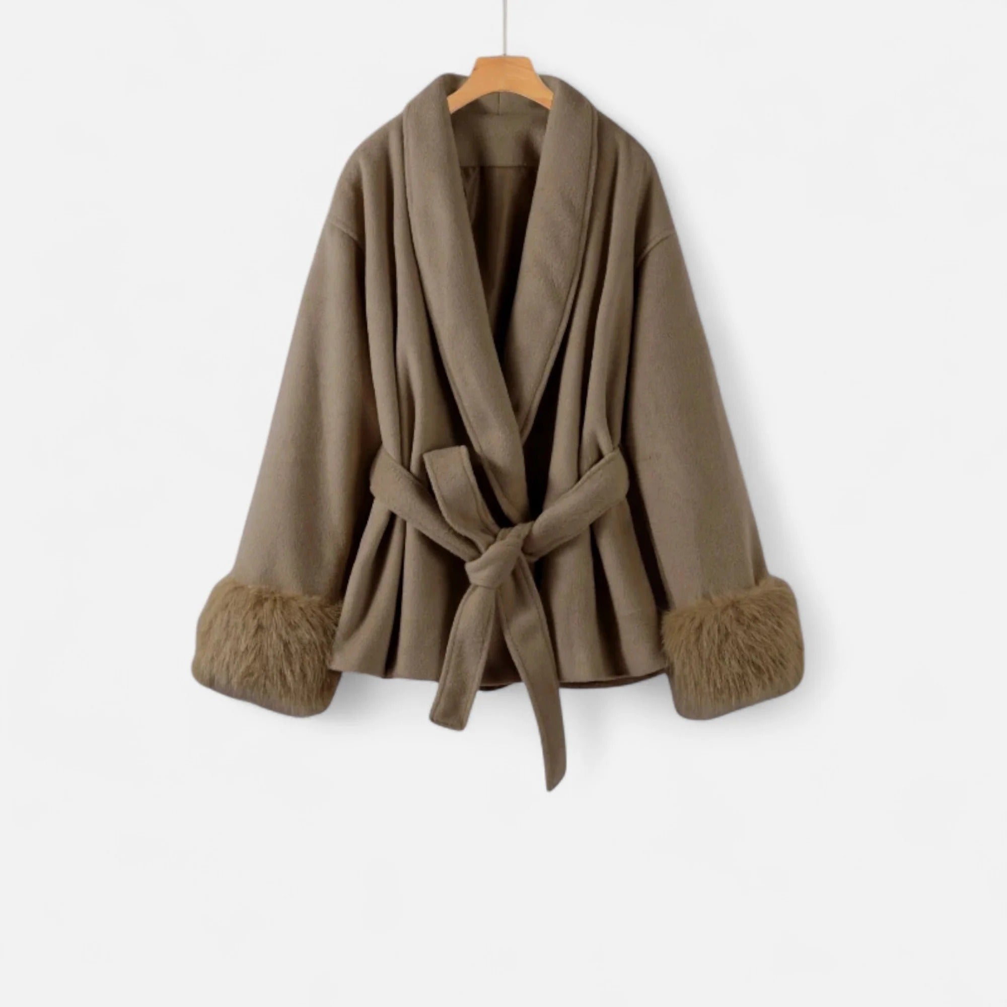 Women’s Faux-Fur Coat – Ivy League Lace-Up Elegance