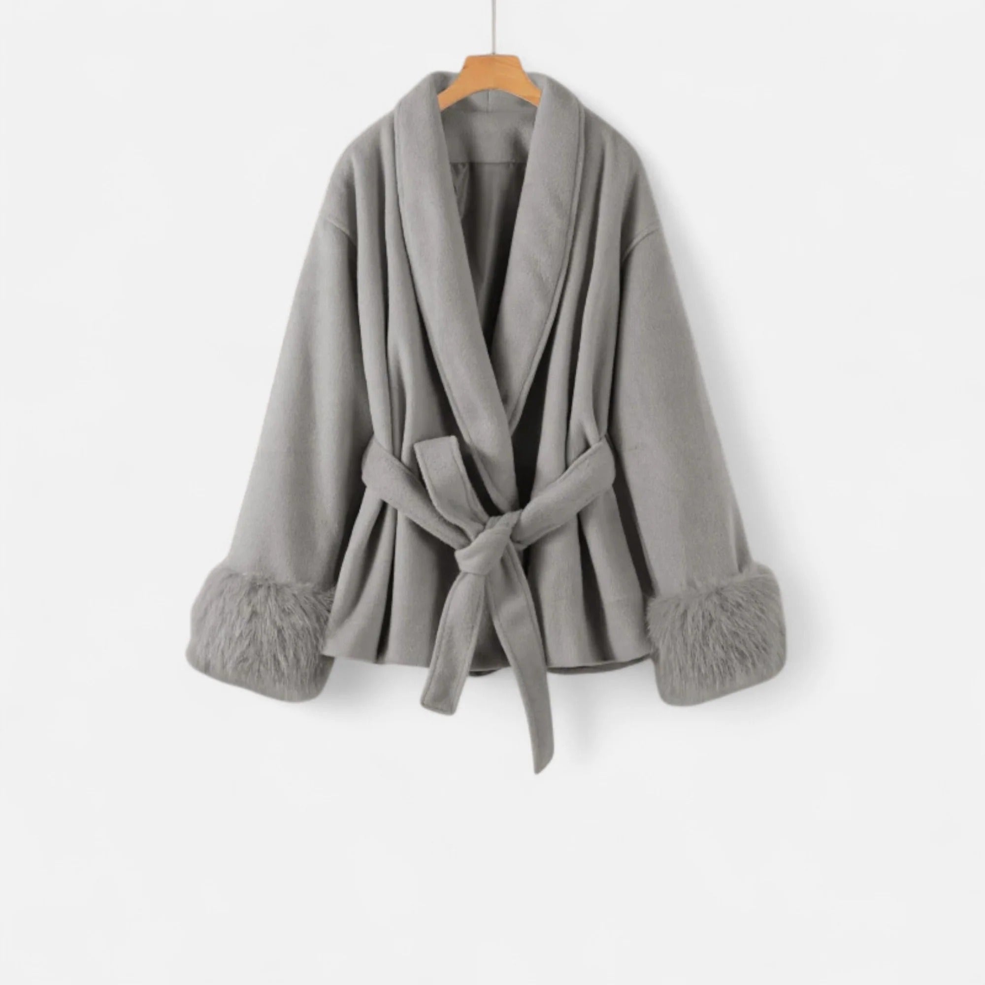 Women’s Faux-Fur Coat – Ivy League Lace-Up Elegance