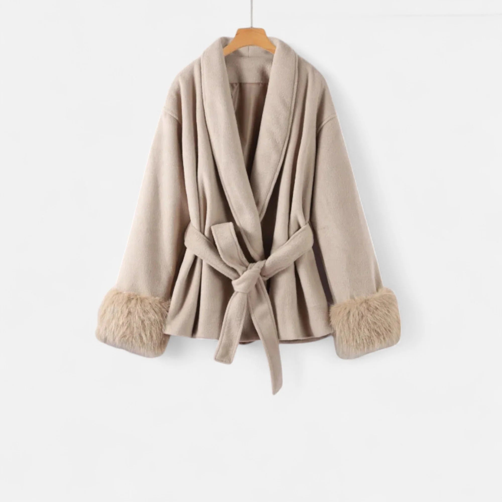 Women’s Faux-Fur Coat – Ivy League Lace-Up Elegance