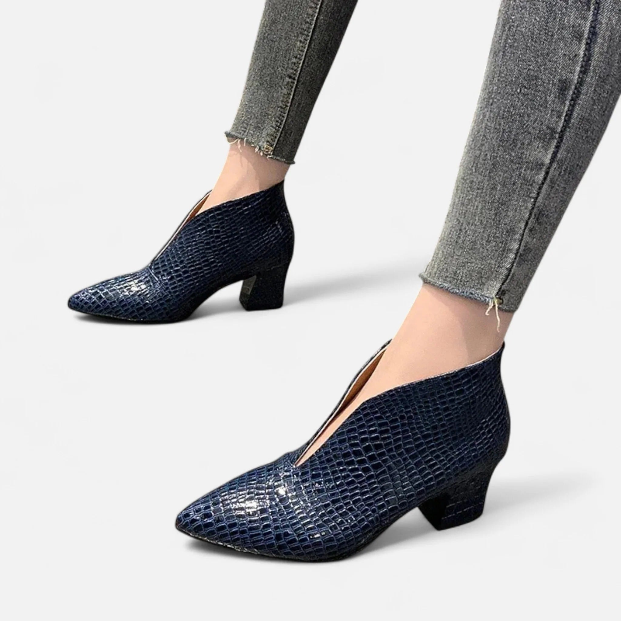 Women’s Patent Leather V-Cut Ankle Boots