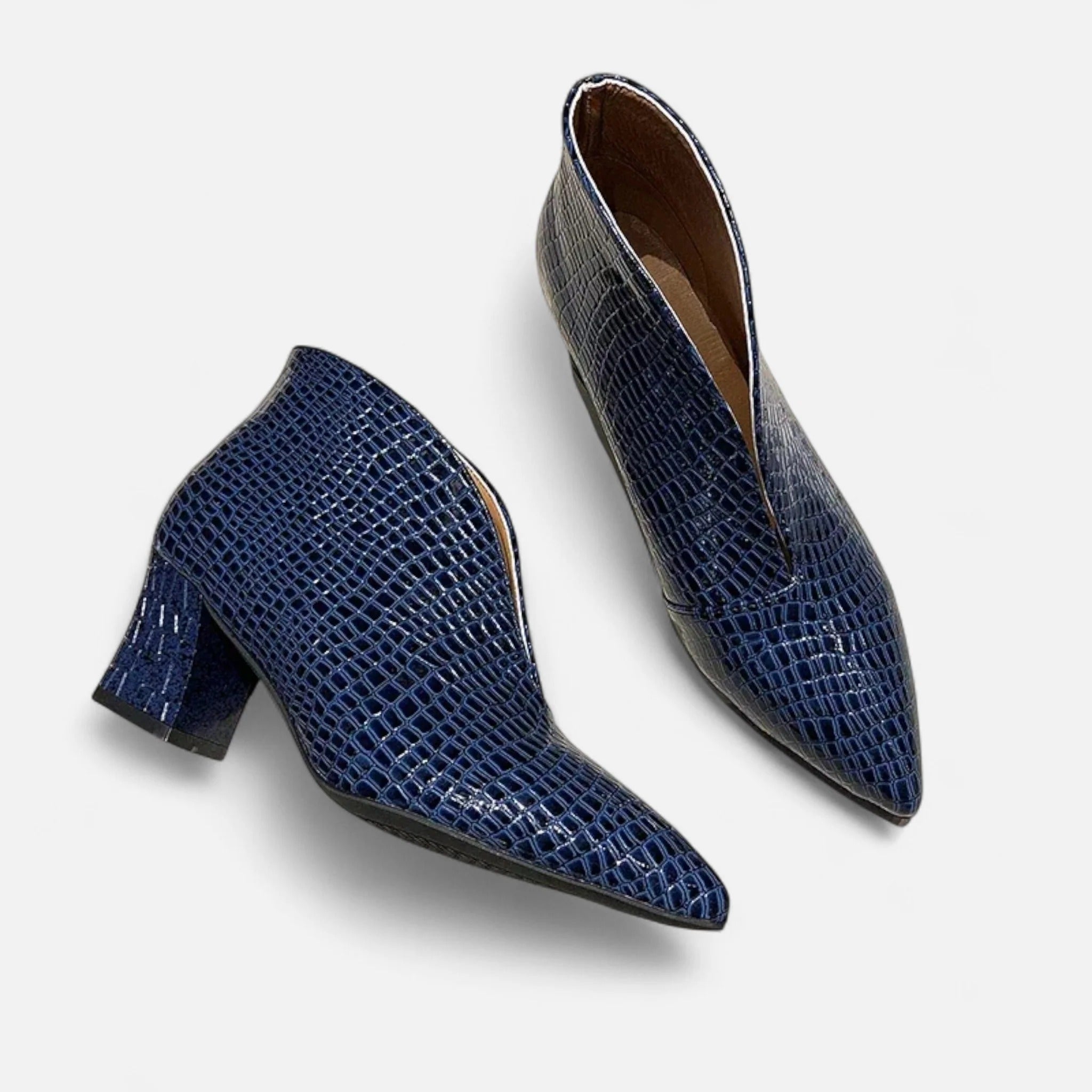 Women’s Patent Leather V-Cut Ankle Boots